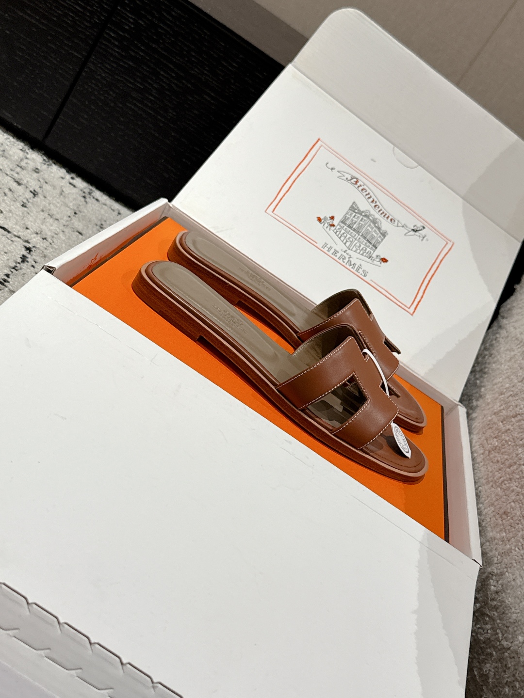 Hermès Oran Sandal – Brown Gold Calfskin