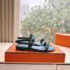 HERMÈS Calfskin Cristal Sandals – Black, Size