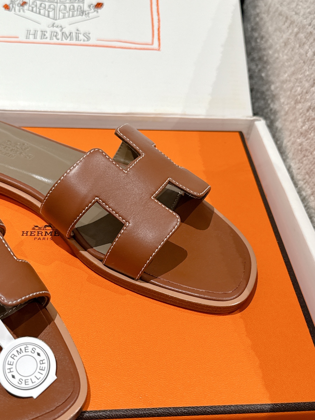 Hermès Oran Sandal – Brown Gold Calfskin