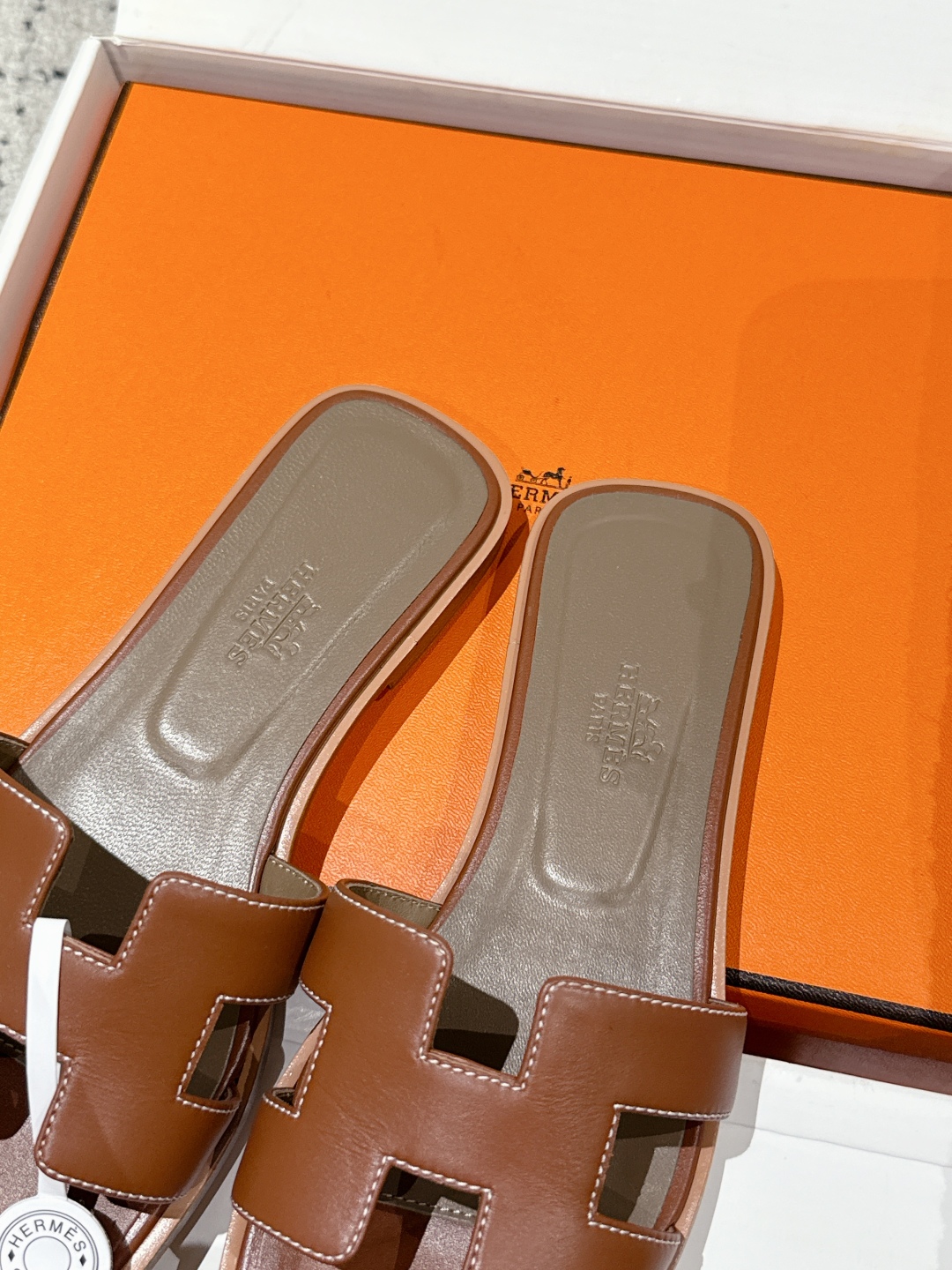 Hermès Oran Sandal – Brown Gold Calfskin