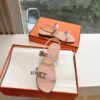 HERMES Calfskin Cristal Sandals 36.5 Rose aube