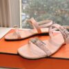 HERMES Calfskin Cristal Sandals 36.5 Rose aube