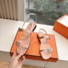 HERMES Calfskin Cristal Sandals 36.5 Rose aube