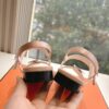 HERMES Calfskin Cristal Sandals 36.5 Rose aube
