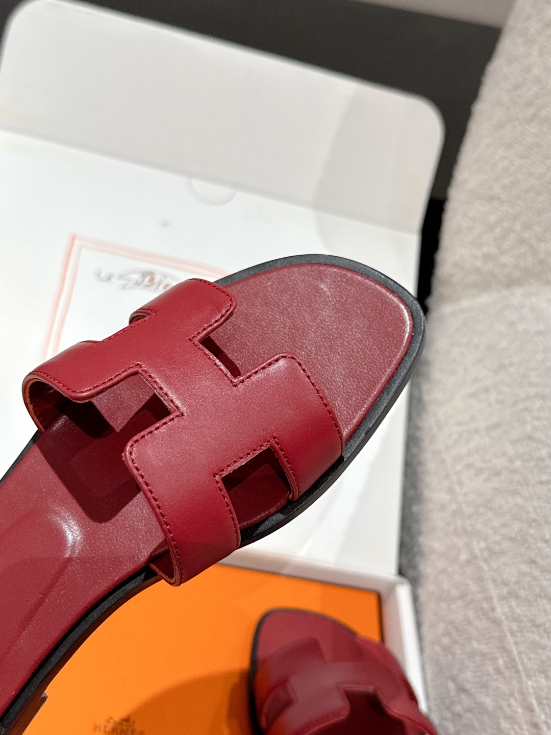HERMES 00419 Hermes Oran Sandals Orange Brûlée