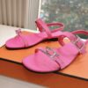 Hermes Calfskin Cristal Sandals Pink Sold Out