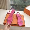 Hermes Calfskin Cristal Sandals Pink Sold Out