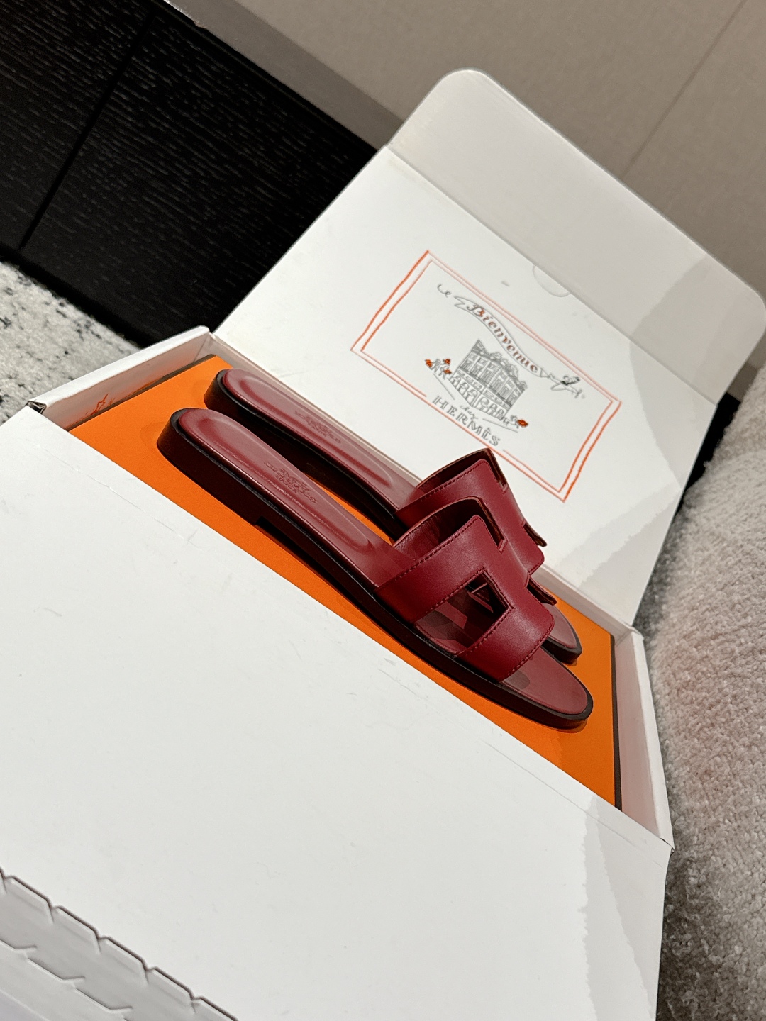 HERMES 00419 Hermes Oran Sandals Orange Brûlée