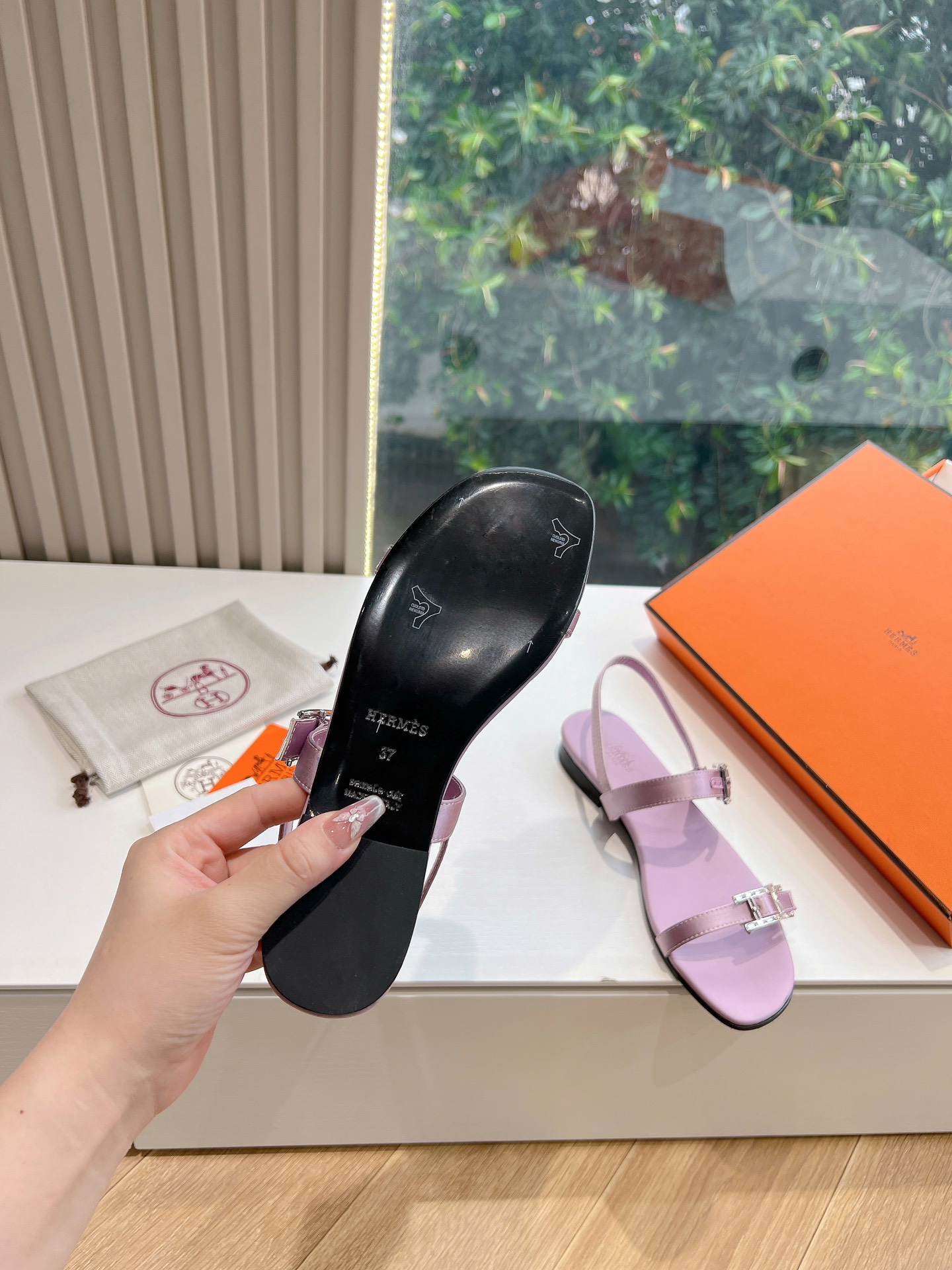 HERMES 00429 Hermes Calfskin Cristal Sandals Purple Sold Out Okify Hermes Sandals Purple