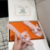 HERMES ORAN OASIS H SANDALS HEEL CLASSIC Epsom Rose Pale