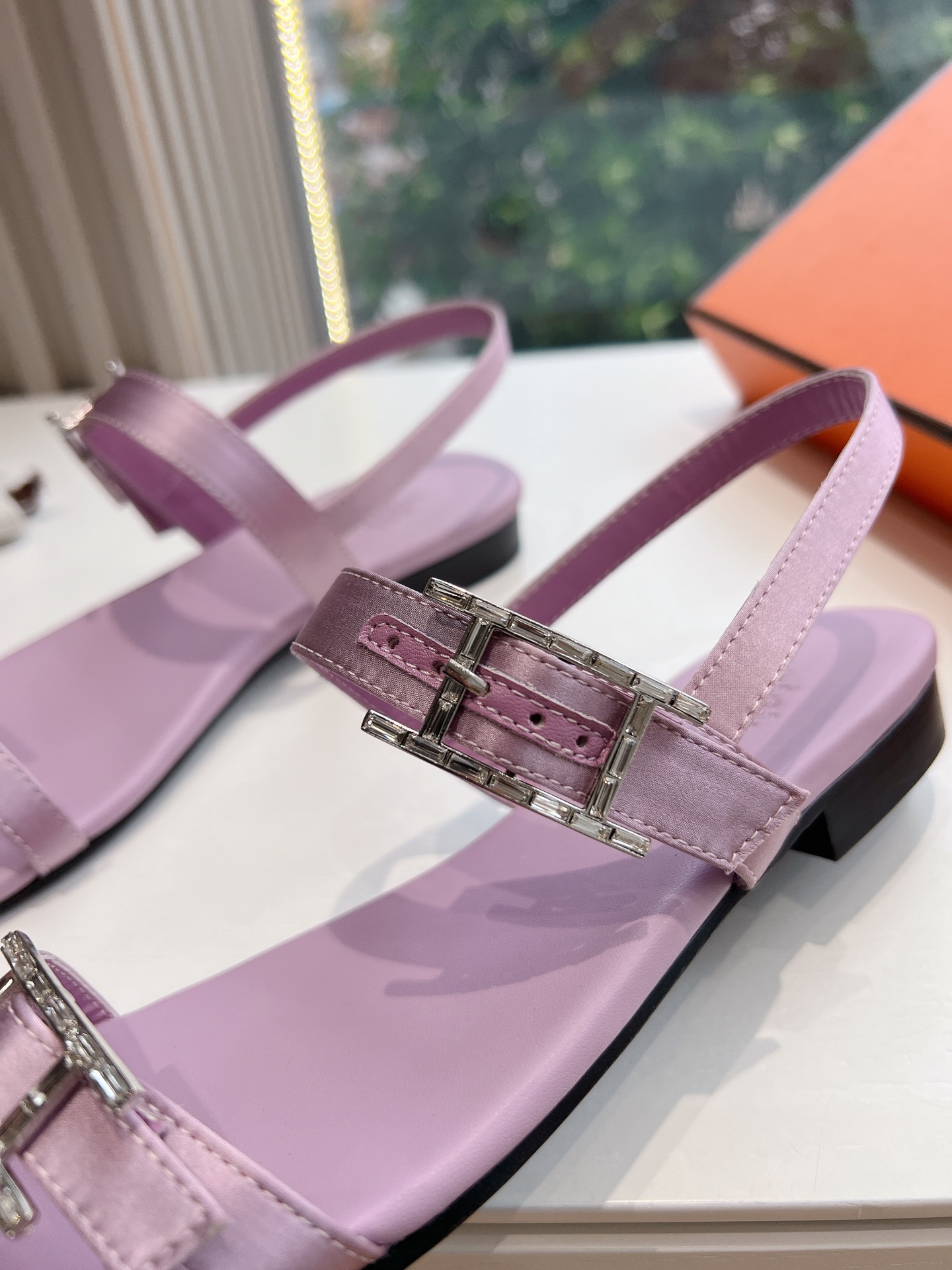 HERMES 00429 Hermes Calfskin Cristal Sandals Purple Sold Out Okify Hermes Sandals Purple