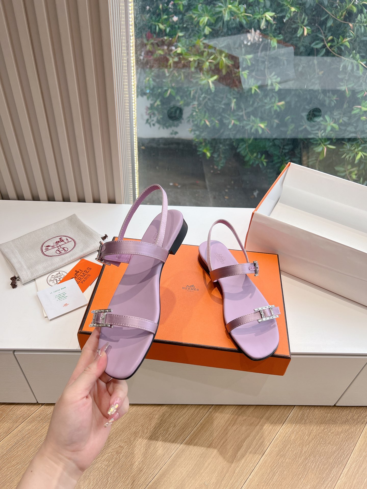 HERMES 00429 Hermes Calfskin Cristal Sandals Purple Sold Out Okify Hermes Sandals Purple