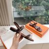 Hermes Calfskin Cristal Sandals reddish brown Sold Out