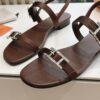 Hermes Calfskin Cristal Sandals reddish brown Sold Out