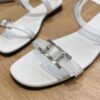 Hermes Calfskin Cristal Sandals White Sold Out