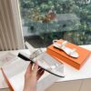 Hermes Calfskin Cristal Sandals White Sold Out