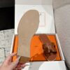 Brand New Hermes Brown Gold Calfskin Oran Sandals Hermes