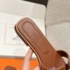 Brand New Hermes Brown Gold Calfskin Oran Sandals Hermes