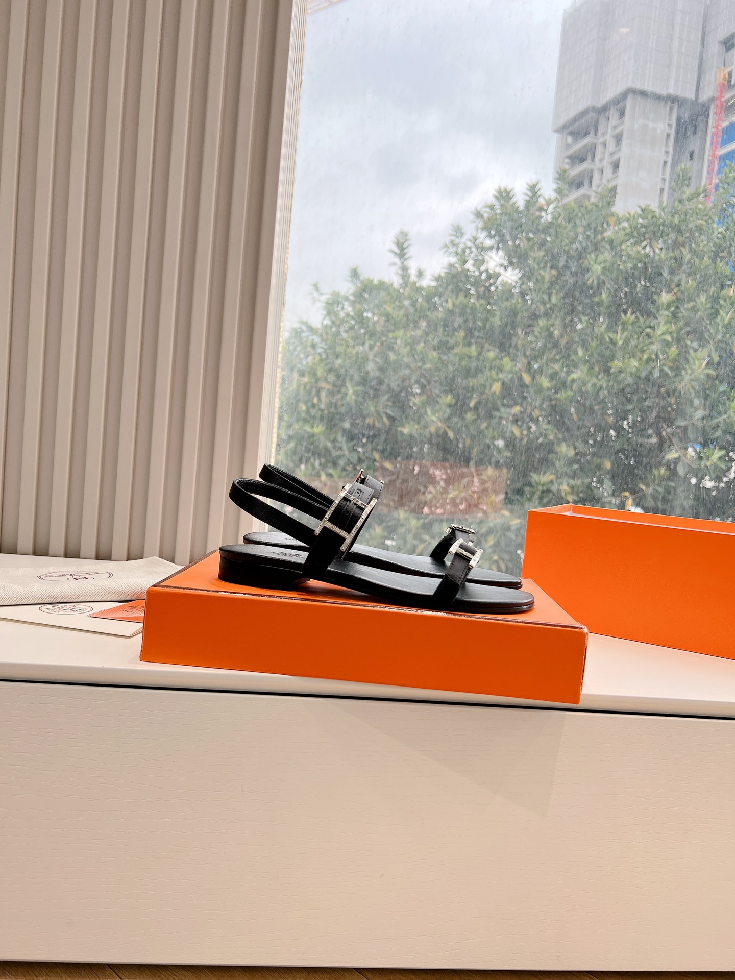 Hermès Cristal Satin Slingback Sandals