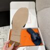 Hermes Blue Marine Oran Sandal Box Calfskin Leather Flat Shoes
