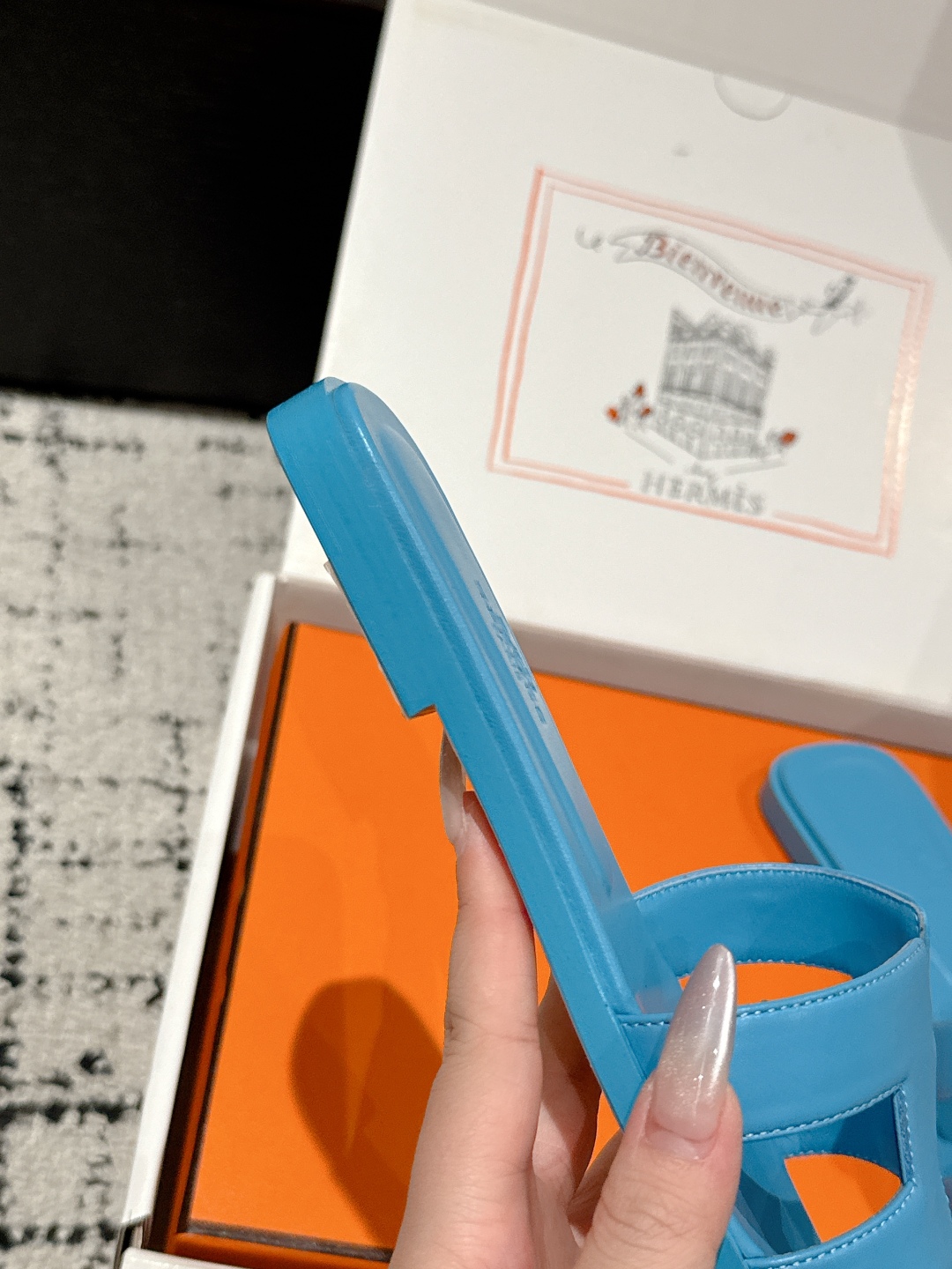Hermès Oran Sandal – Bleu Cameo