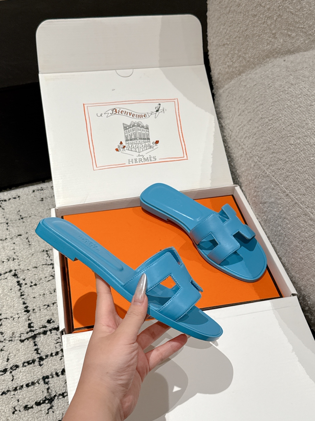 Hermès Oran Sandal – Bleu Cameo