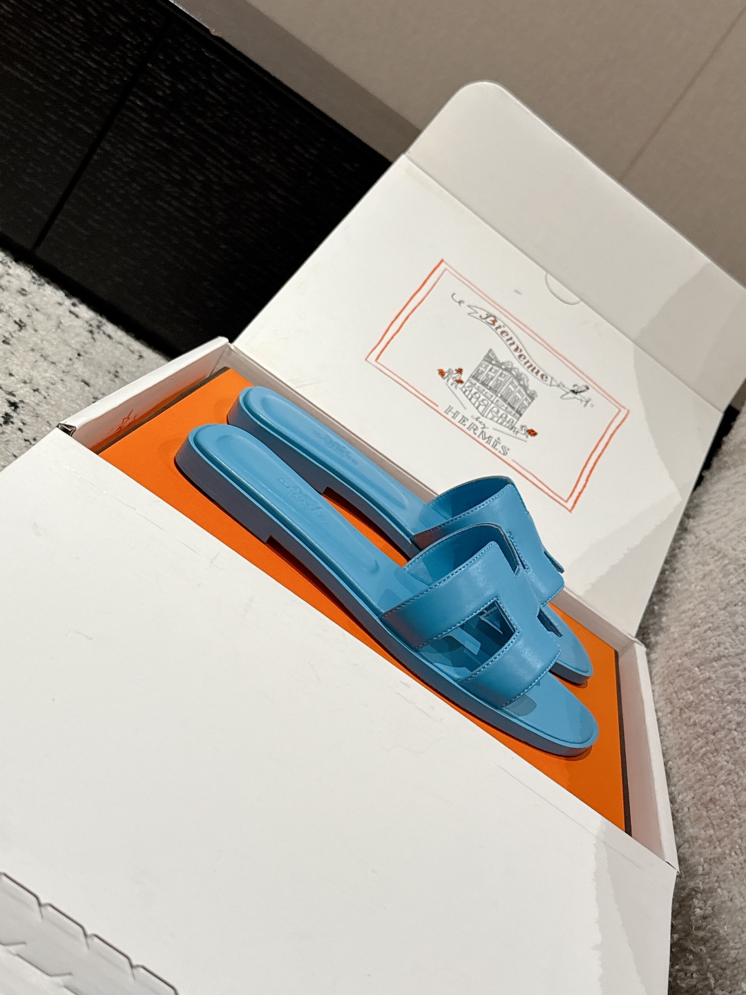Hermès Oran Sandal – Bleu Cameo
