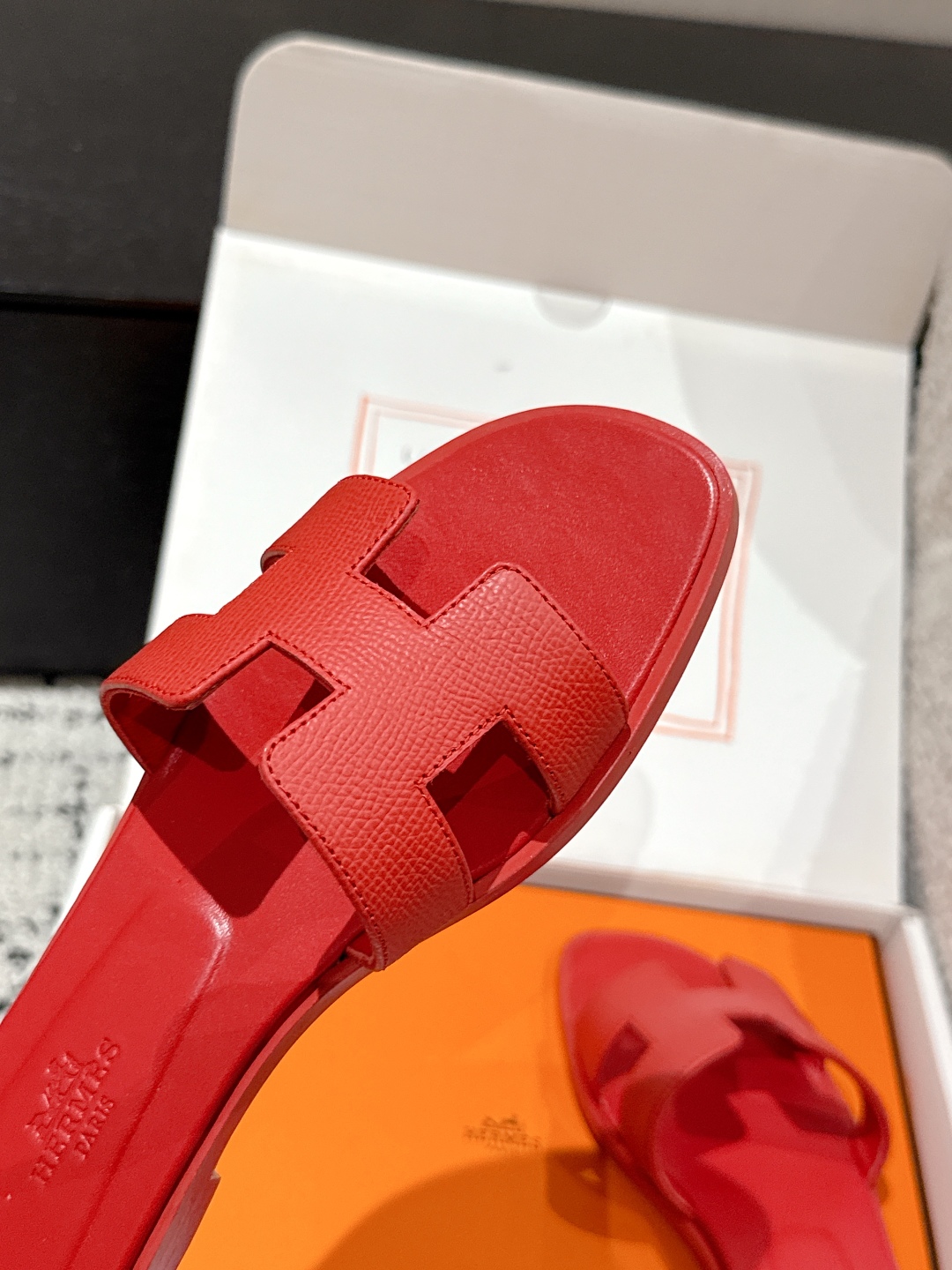 Hermès Oran Sandal – Red Calfskin Leather