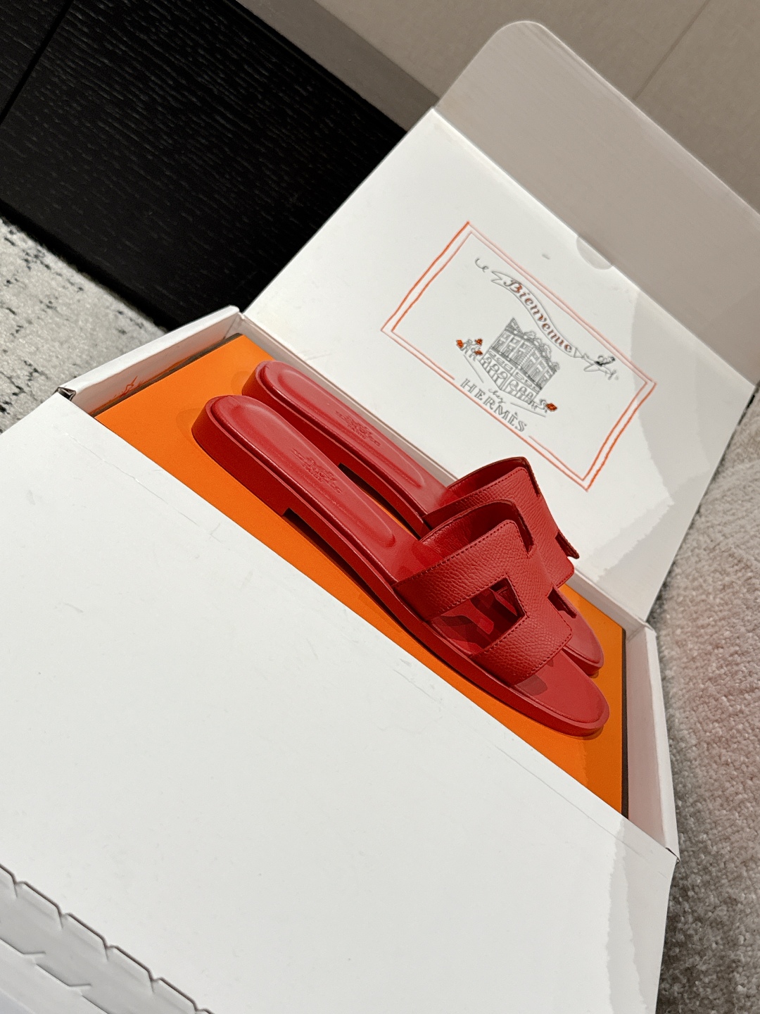 Hermès Oran Sandal – Red Calfskin Leather