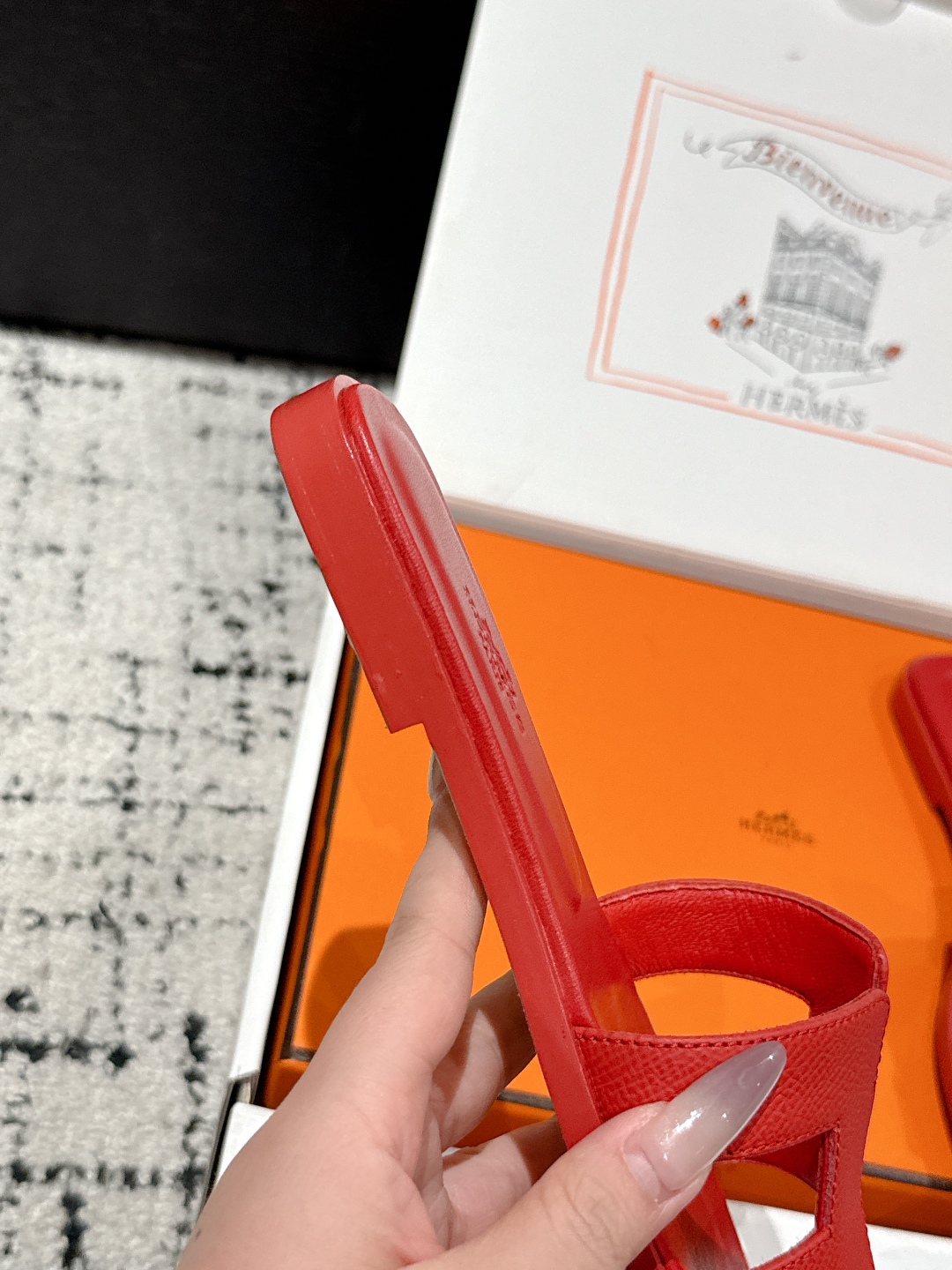 Hermès Oran Sandal – Red Calfskin Leather