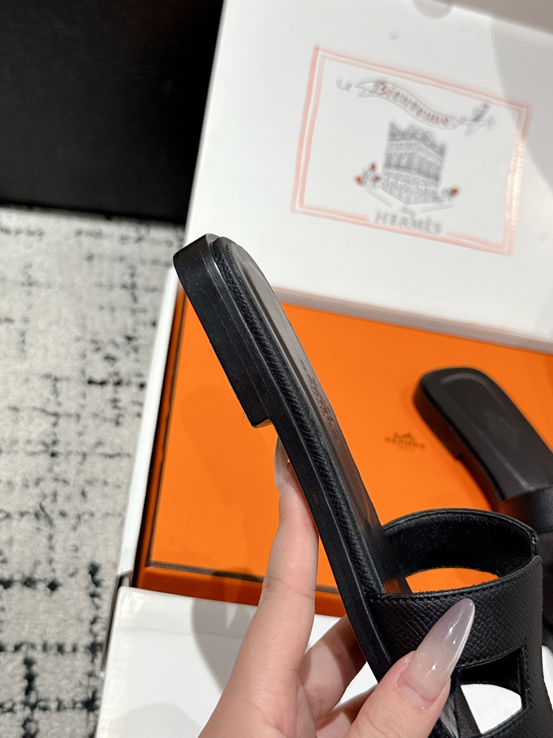 Oran leather sandal Hermès black  Leather