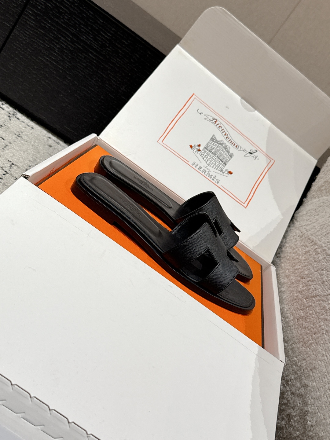 Oran leather sandal Hermès black  Leather
