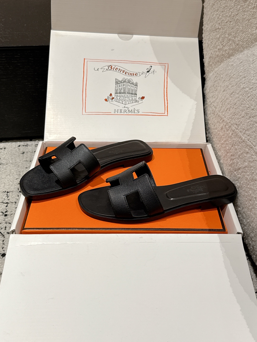 Oran leather sandal Hermès black  Leather