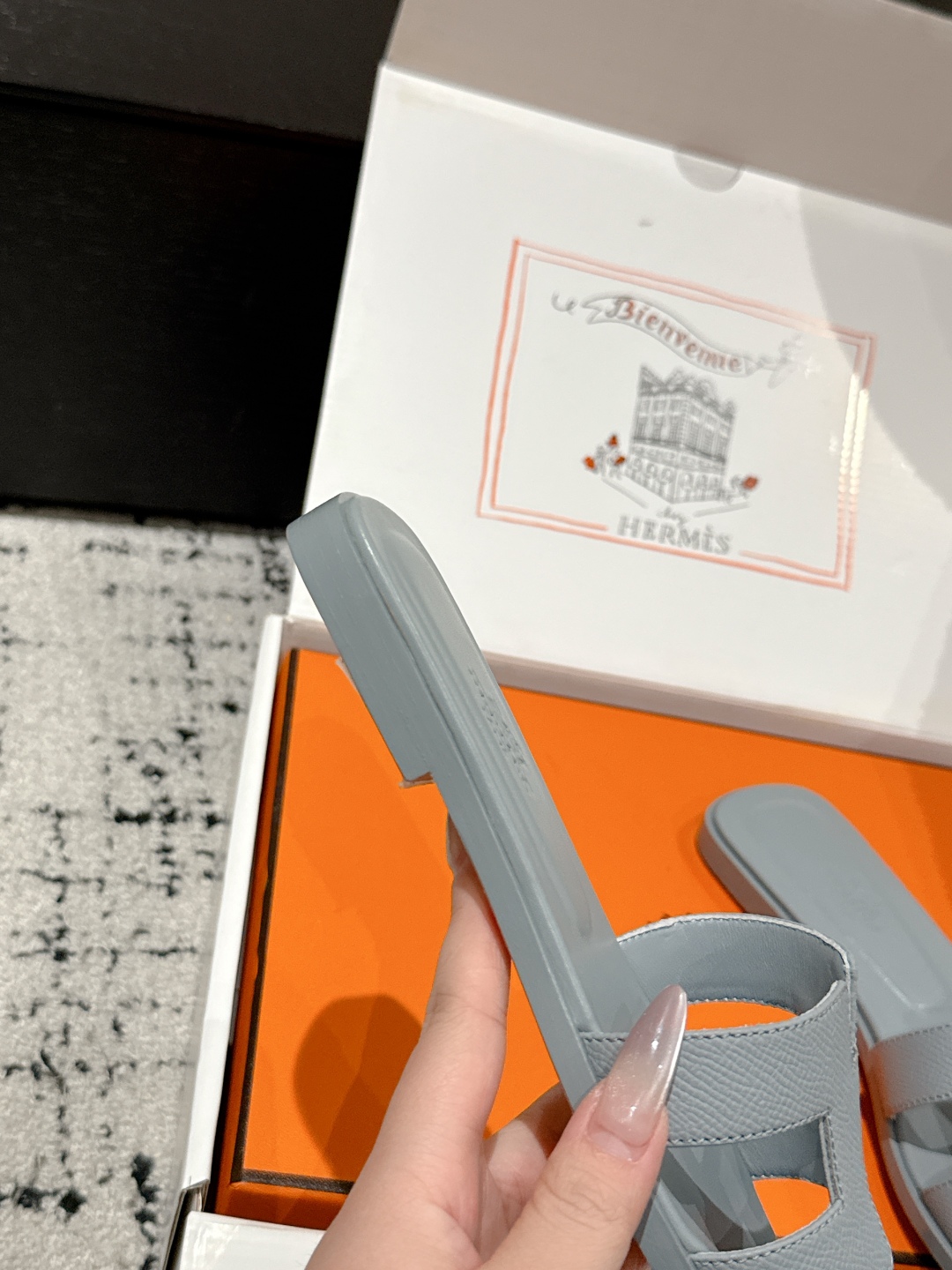 Oran leather sandal Hermès Grey  Leather