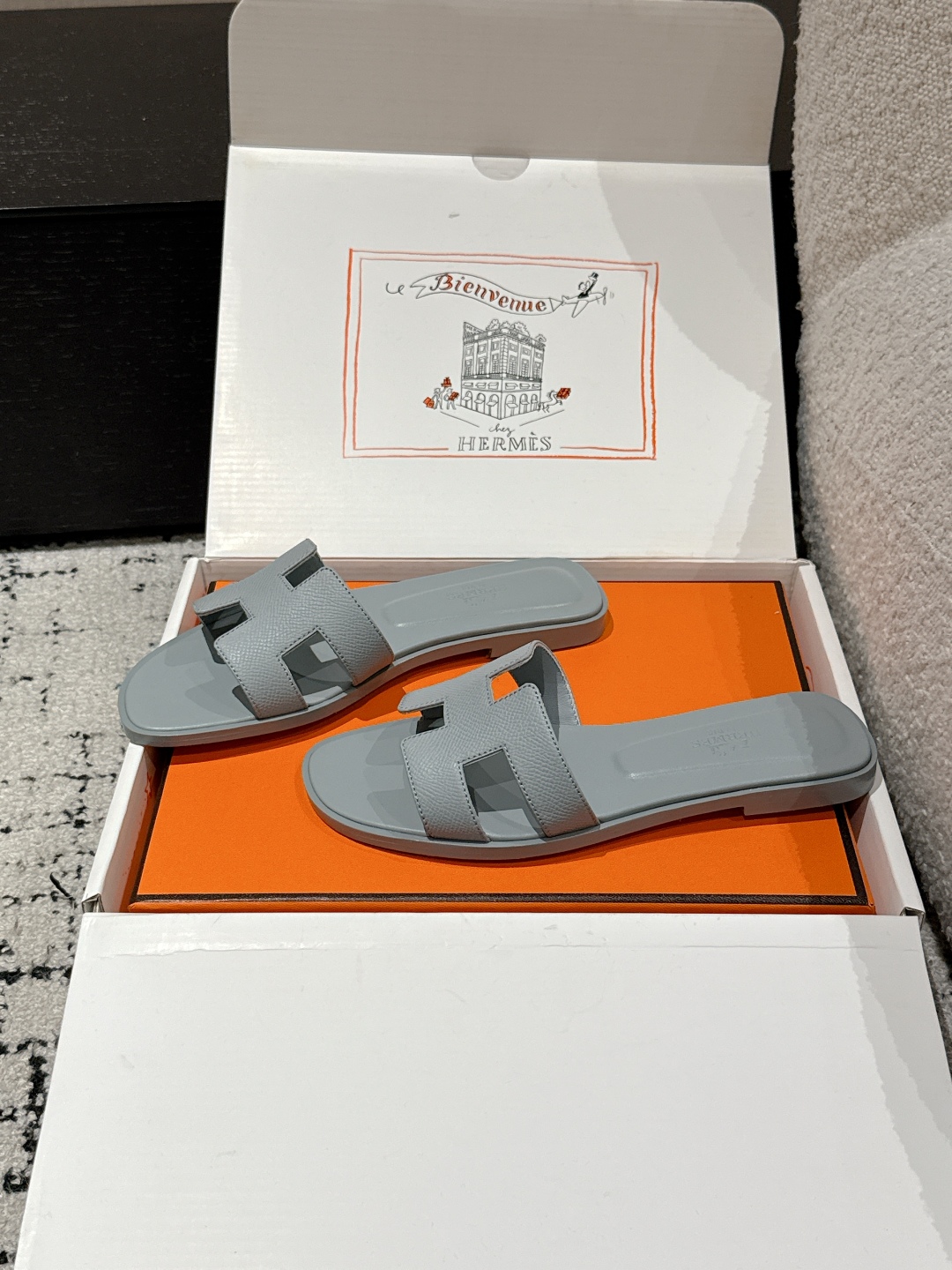 Oran leather sandal Hermès Grey  Leather