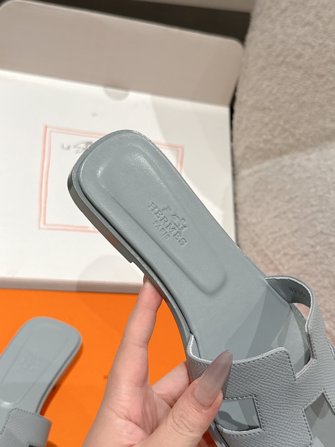 Oran leather sandal Hermès Grey  Leather