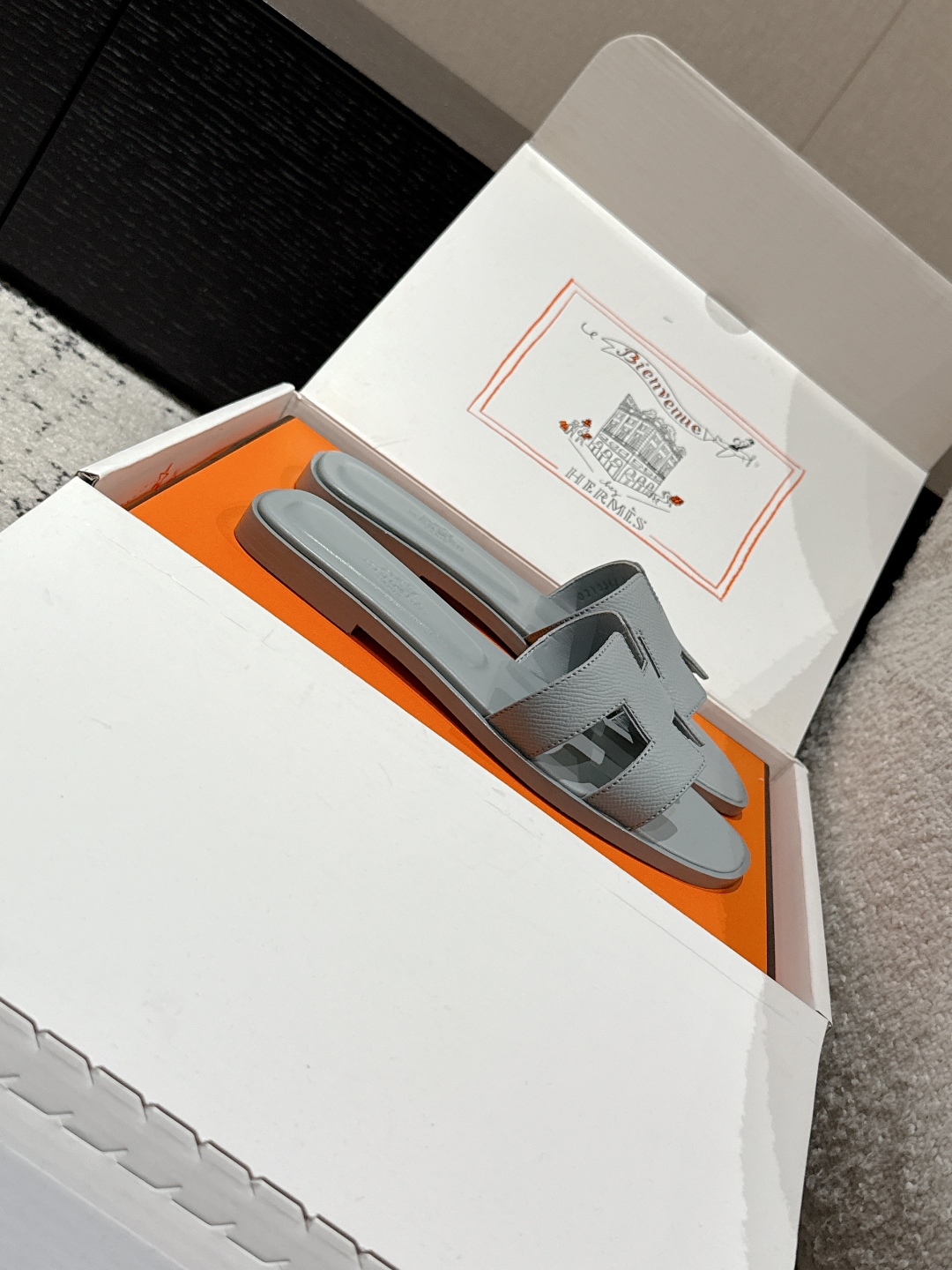 Oran leather sandal Hermès Grey  Leather