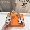 NEW HERMÈS White Embroidered calfskin Oran Sandals W/ receipt