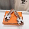 NEW HERMÈS White Embroidered calfskin Oran Sandals W/ receipt