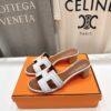 NEW HERMÈS White Embroidered calfskin Oran Sandals W/ receipt