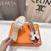 NEW HERMÈS White Embroidered calfskin Oran Sandals W/ receipt