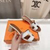 NEW HERMÈS White Embroidered calfskin Oran Sandals W/ receipt