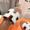 NEW HERMÈS White Embroidered calfskin Oran Sandals W/ receipt
