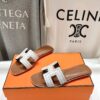 NEW HERMÈS White Embroidered calfskin Oran Sandals W/ receipt