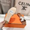 NEW HERMÈS White Embroidered calfskin Oran Sandals W/ receipt