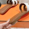 NEW HERMÈS White Embroidered calfskin Oran Sandals W/ receipt