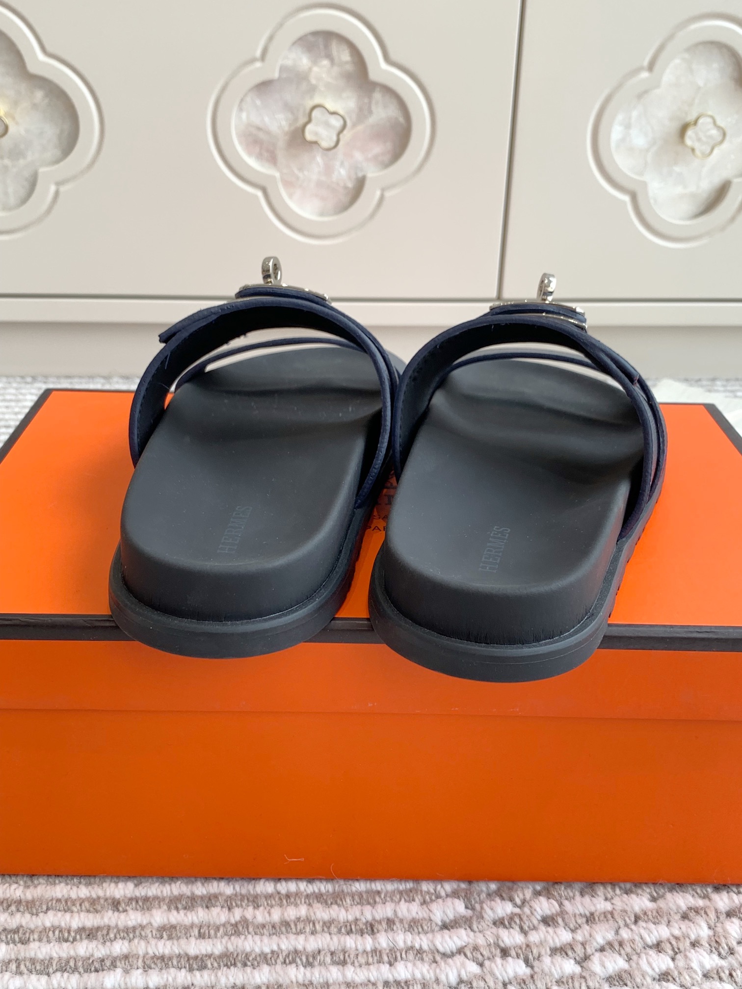 Hermes Men's Hermès Jackson Sandal H242949ZHI2395 Color Navy Size