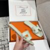 NEW HERMÈS white Brume Epsom Oran Sandals