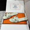 NEW HERMÈS white Brume Epsom Oran Sandals