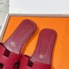 HERMES ORAN H SANDALS SLIPPERS Classic Epsom Rose Magenta red Pink